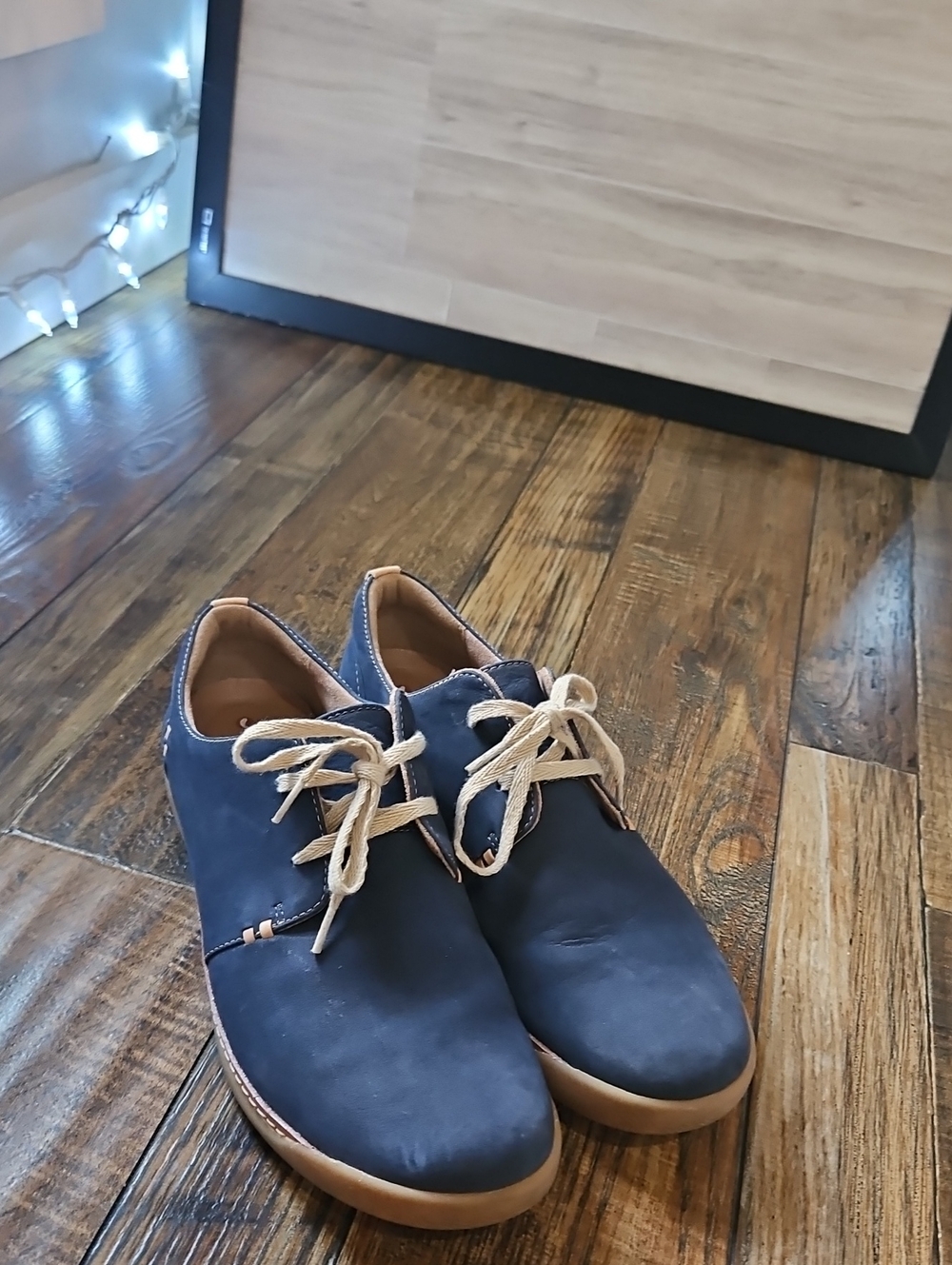 Clarks Unstructured Women's Casual Navy Blue Lace-Up Suede Comfortable LoafShoes - Picture 2 of 8